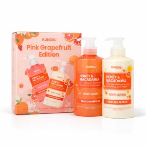 Купить оптом Набір для тіла Kundal Pink Grapefruit Edition Honey & Macadamia Body Wash 500ml & Body Lotion 500ml