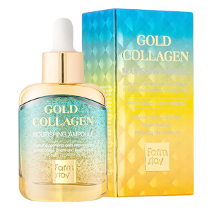 Купить оптом Сыворотка для лица с золотом и коллагеном Gold Collagen Nourishing Ampoule, FarmStay - 35 мл