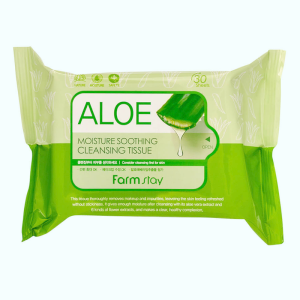 купить Салфетки для снятия макияжа с алоэ Aloe Moisture Soothing Cleansing Tissue, FarmStay - 30 шт
