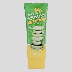 Солнцезащитный крем с алоэ Aloevera Perfect Sun Cream SPF50+ PA+++ FarmStay - 70 мл