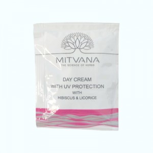 Купить оптом ПРОБНИК Крем для лица дневной с УФ-защитой Day Cream With UV Protection with Hibiscus & Licorice, MITVANA - 5 мл