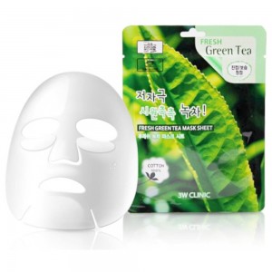 Купить оптом Тканевая маска для лица с экстрактом зеленого чая 3W Clinic Fresh Green Tea Mask Sheet - 23 мл*10шт