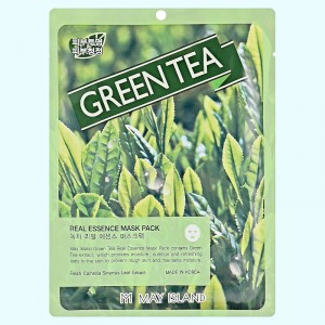 Купить оптом Тканевая маска с зеленым чаем May Island Real Essence Green Tea Mask Pack - 25 г