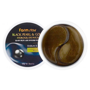 Купить оптом Патчи гидрогелевые черный жемчуг/золото Black Pearl & Gold Hydrogel Eye Patch, FarmStay - 60 шт