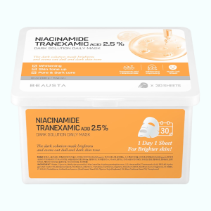 купить Тканевая маска ежедневная осветляющая Niacinamide Tranexamic Acid 2.5% Dark Solution Daily Mask, BEAUSTA - набор 30 шт 