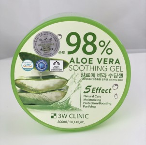 Купить оптом Гель универсальный увлажняющий с алоэ вера Aloe Vere Soothing Gel (Purity 98%) 3 W Clinic - 300 гр