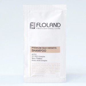 Пробник кератинового шампуня для волос FLOLAND Premium Silk Keratin Shampoo - 1 шт.