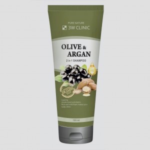 Шампунь восстановительный Арган и Масло 3W CLINIC Olive & Argan 2 IN 1 Shampoo - 100 мл