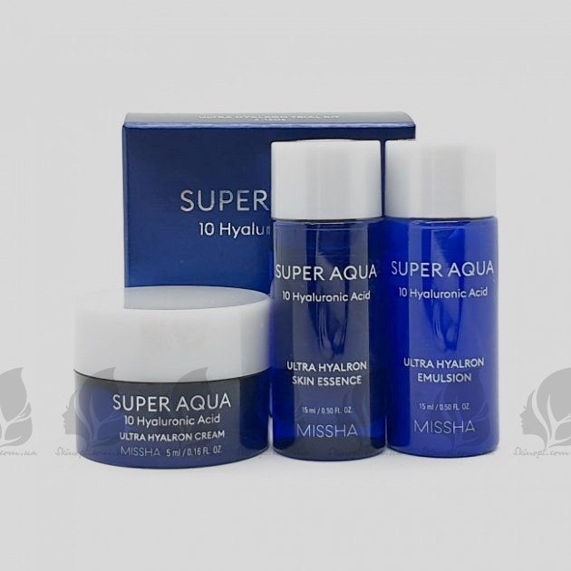Купить оптом Набор супер увлажняющих средств для лица Missha Super Aqua Hyaluronic Acid Ultra Hyalron Trial Kit - 3 средства