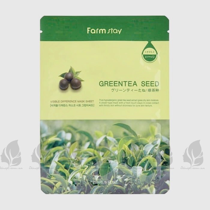 Купить оптом Тканевая маска с зеленым чаем FARMSTAY VISIBLE DIFFERENCE MASK SHEET GREEN TEA SEED - 23 мл