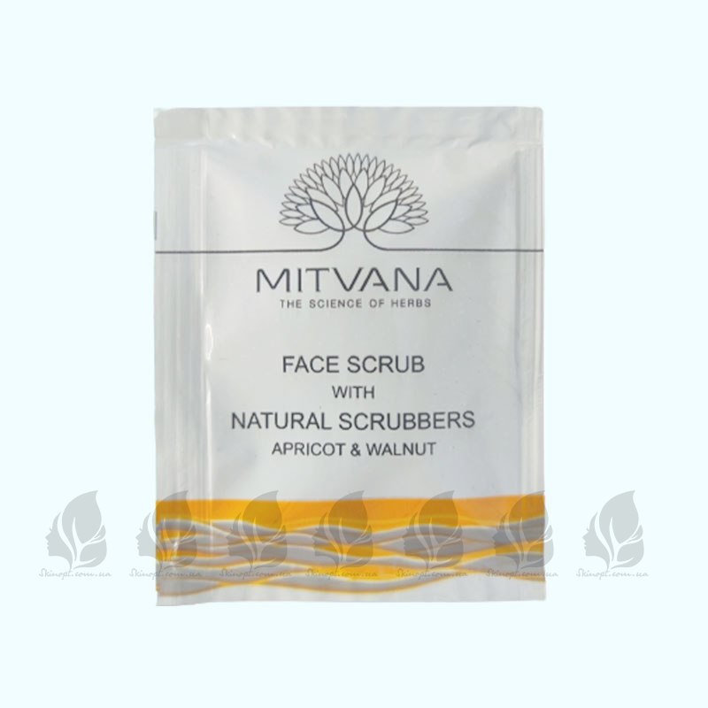 Купить оптом ПРОБНИК Скраб для лица натуральный Face Scrub With Natural Scrubbers Apricot & Walnut, MITVANA - 5 мл